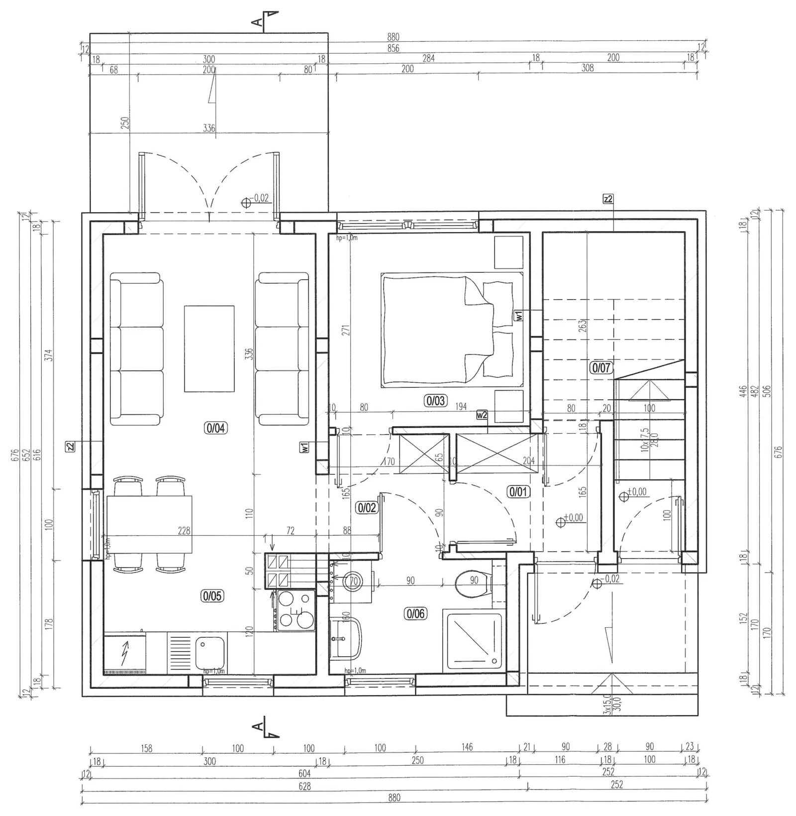 Rzut mieszkania A.1, 37,32 m²