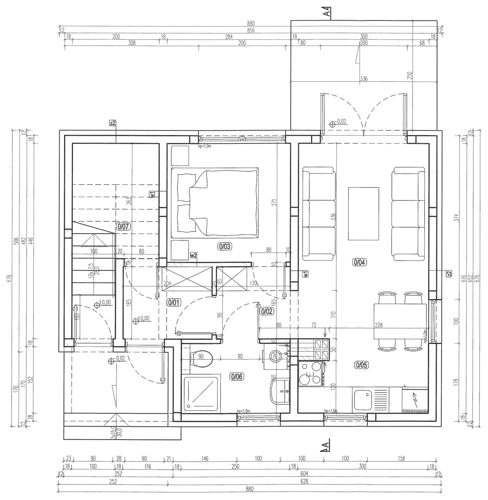 Rzut mieszkania D.1, 37,32 m²